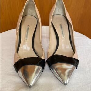 Nicholas Kirkwood Silver Black Pink Pointed Toe 3” Heel Leather Made Italy 9.5